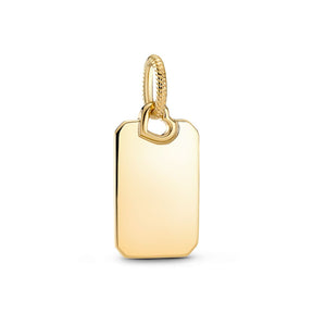 Pandora Moments Engravable Rectangle Tag riipus, keltakullattu, 368611C00