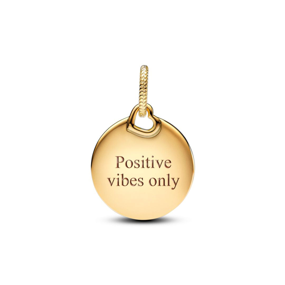 Pandora Moments Engravable Round Tag riipus, keltakullattu, 368610C00