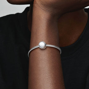 Pandora Moments Engravable Sparkling Button hela, hopea, 798747C01