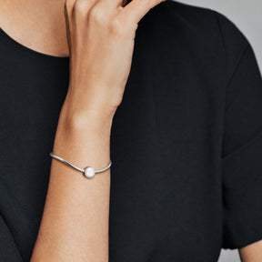 Pandora Moments Engravable Sparkling Button hela, hopea, 798747C01