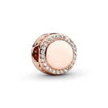 Pandora Moments Engravable Sparkling Button hela, ruusukullattu, 788747C01