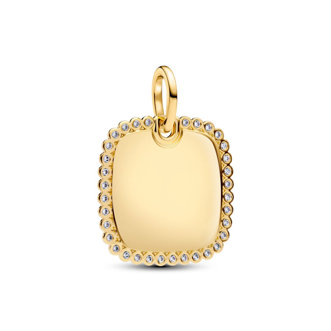 Pandora Moments Engravable Square Tag riipus, keltakullattu, 364009C01