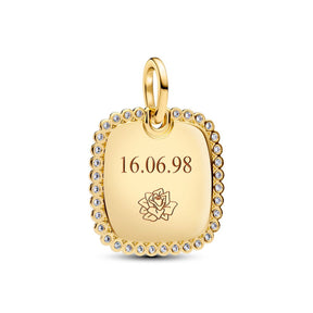 Pandora Moments Engravable Square Tag riipus, keltakullattu, 364009C01