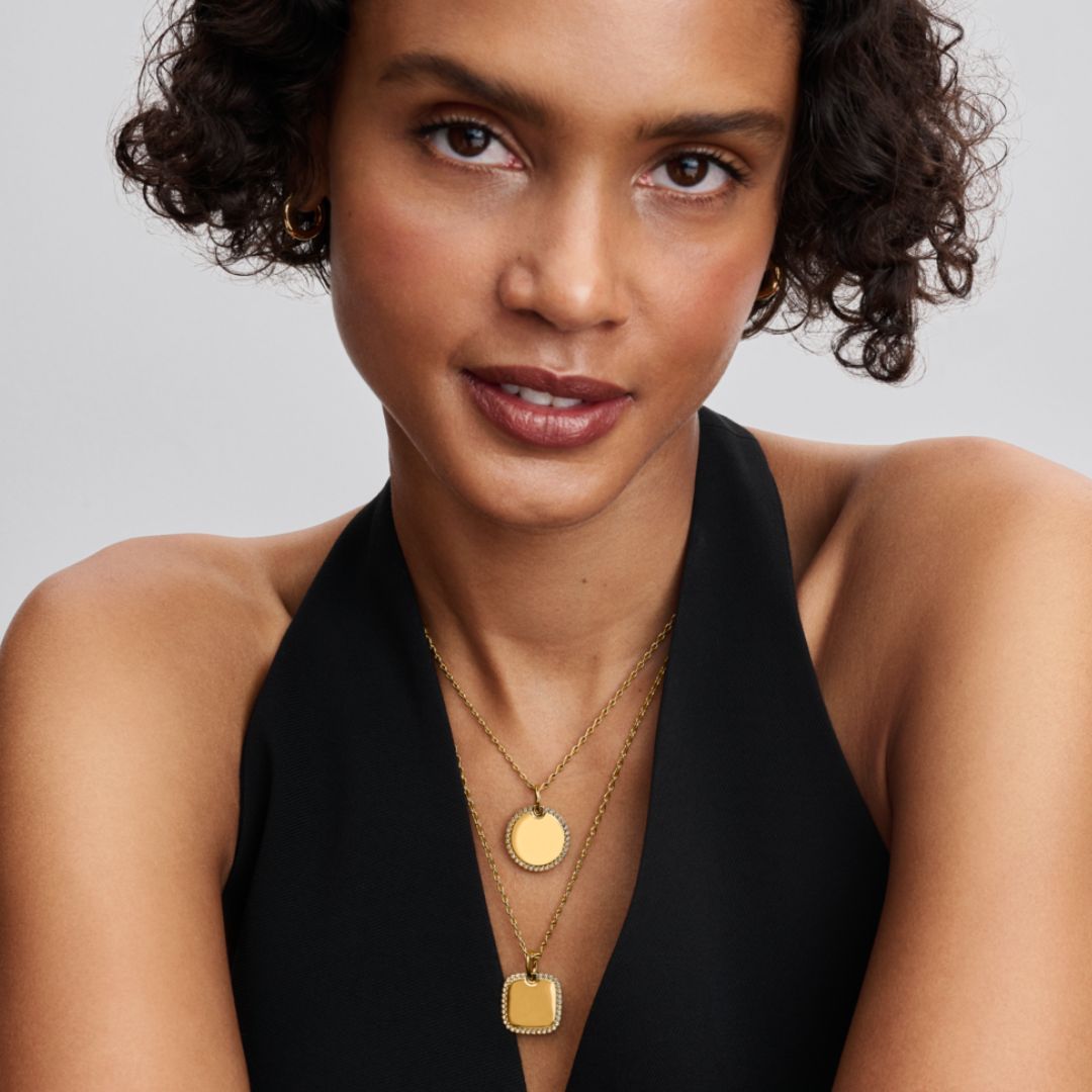 Pandora Moments Engravable Square Tag riipus, keltakullattu, 364009C01