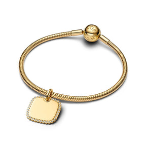 Pandora Moments Engravable Square Tag riipus, keltakullattu, 364009C01