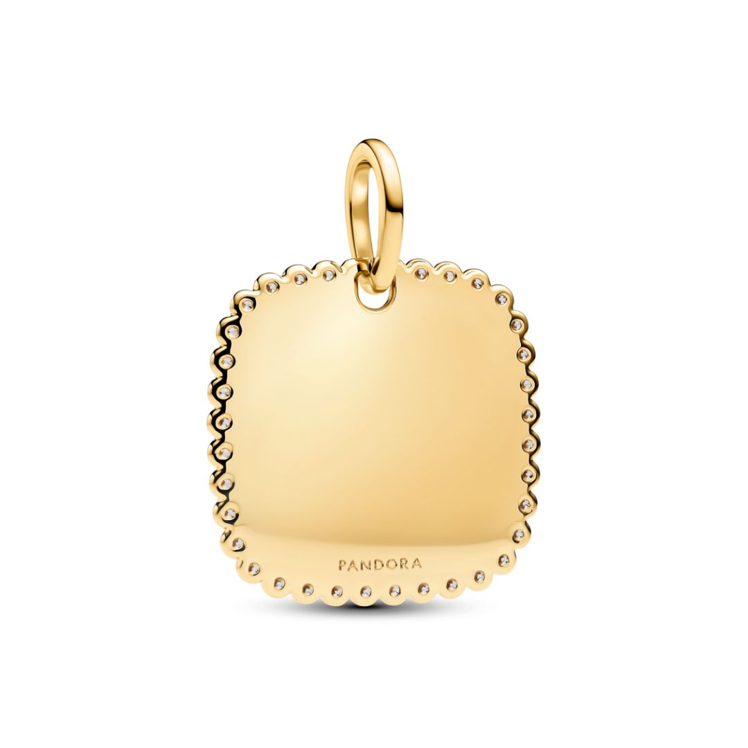 Pandora Moments Engravable Square Tag riipus, keltakullattu, 364009C01