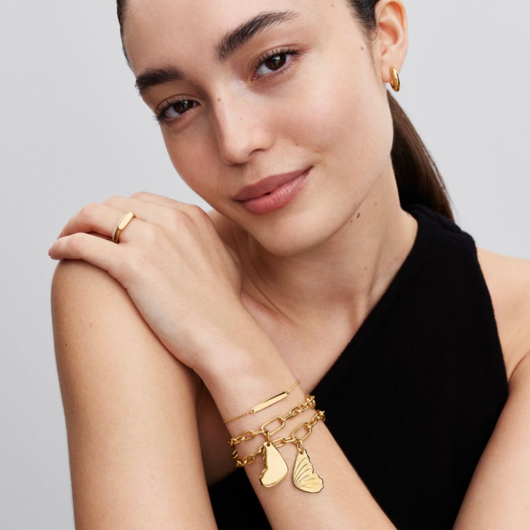 Pandora Moments Engravable sormus, keltakullattu, 163986C00