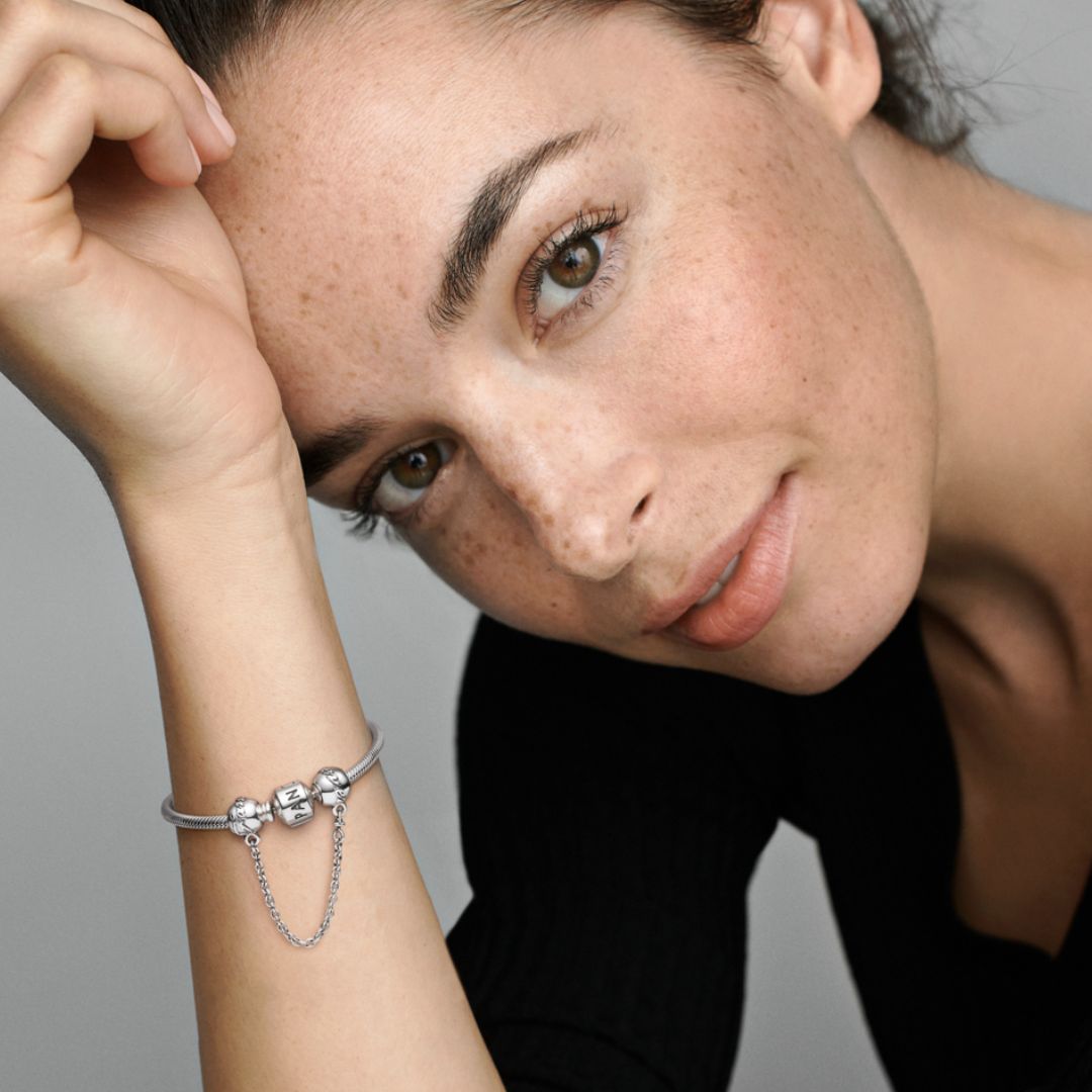 Pandora Moments Family Forever Safety Chain hela, hopea, 791788-05