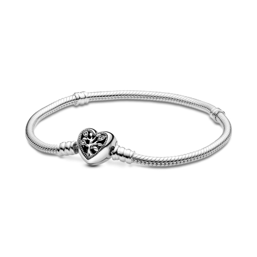 Pandora Moments Family Tree Heart Clasp Snake Chain rannekoru, hopea, 598827C01