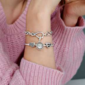 Pandora Moments Family Tree Heart Clasp Snake Chain rannekoru, hopea, 598827C01