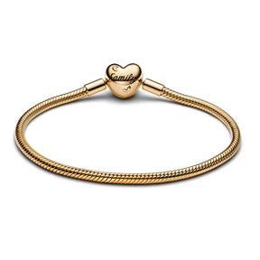 Pandora Moments Family Tree Heart Clasp Snake Chain rannekoru, keltakullattu, 563516C01