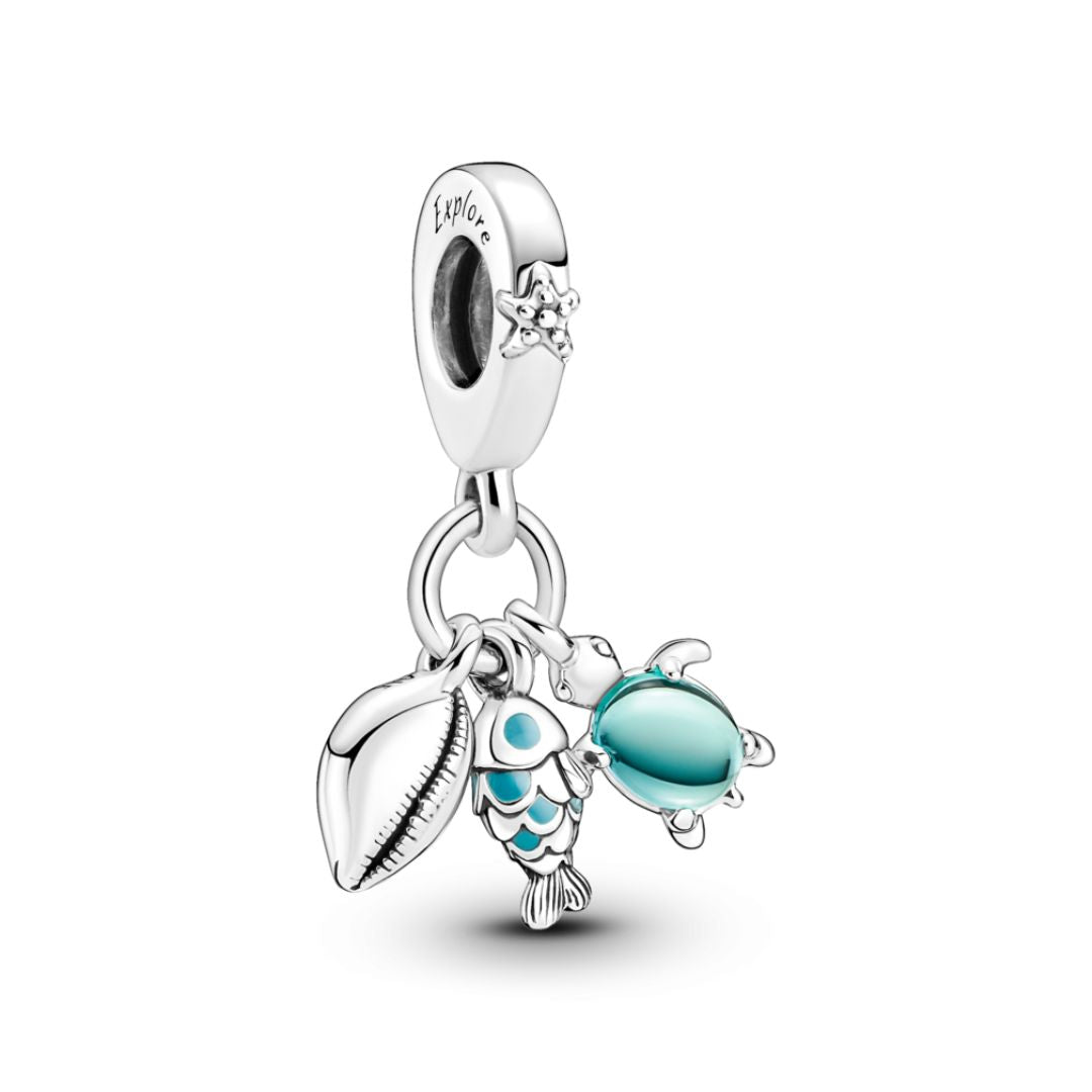 Pandora Moments Fish, Sea Turtle & Conch Triple hela, hopea, 791697C01