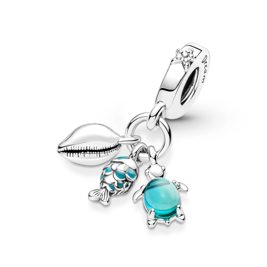 Pandora Moments Fish, Sea Turtle & Conch Triple hela, hopea, 791697C01