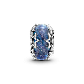 Pandora Moments Galaxy Blue & Star Murano hela, hopea, 790015C00