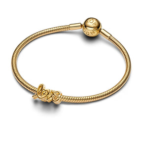 Pandora Moments Handwritten Love hela, keltakullattu, 763055C00