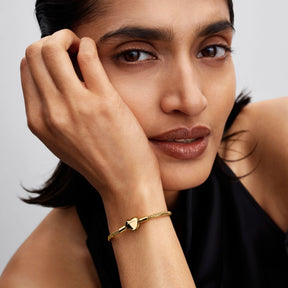 Pandora Moments Heart Clasp Faceted Snake Chain rannekoru, keltakullattu, 564236C00