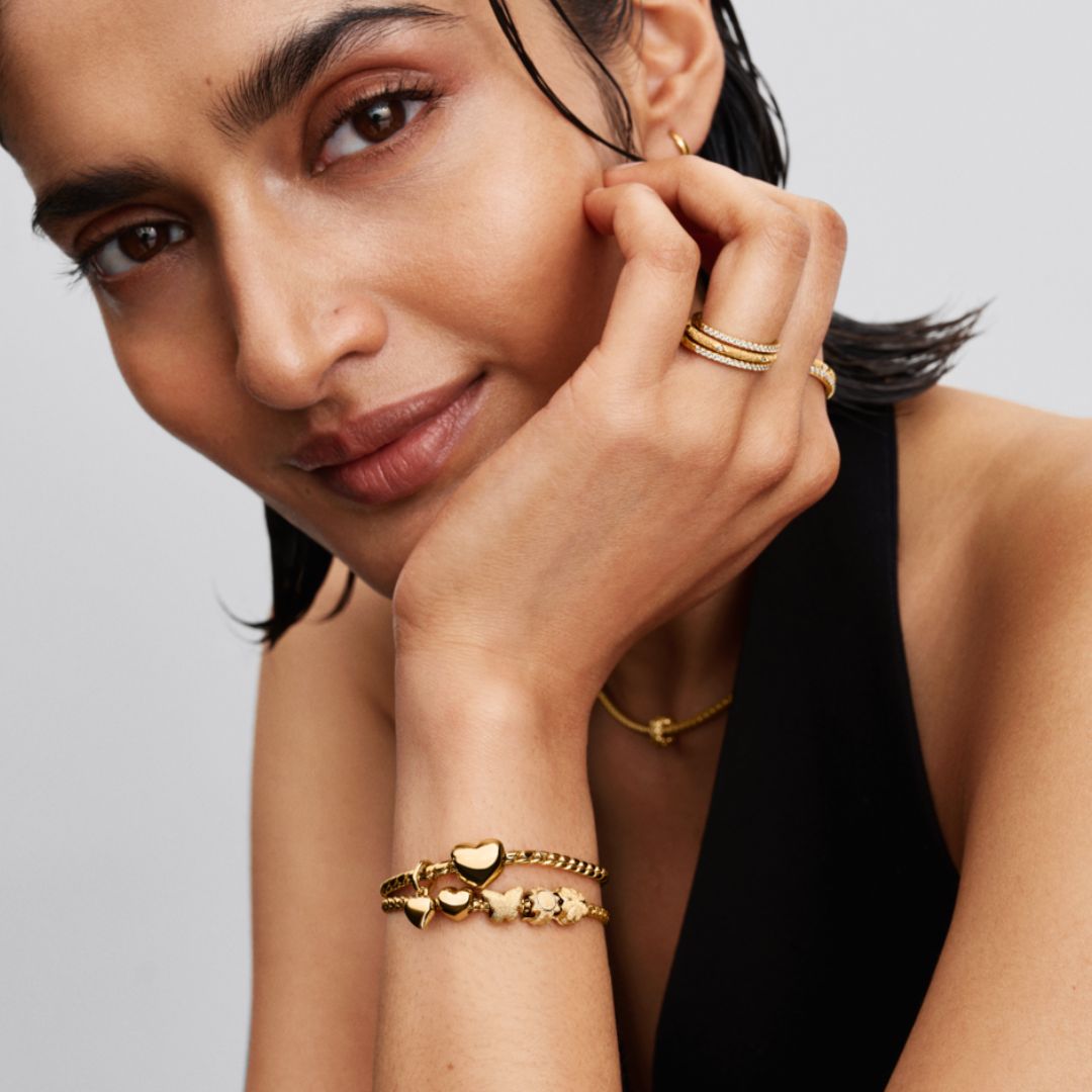 Pandora Moments Heart mini hela, keltakullattu, 763998C00