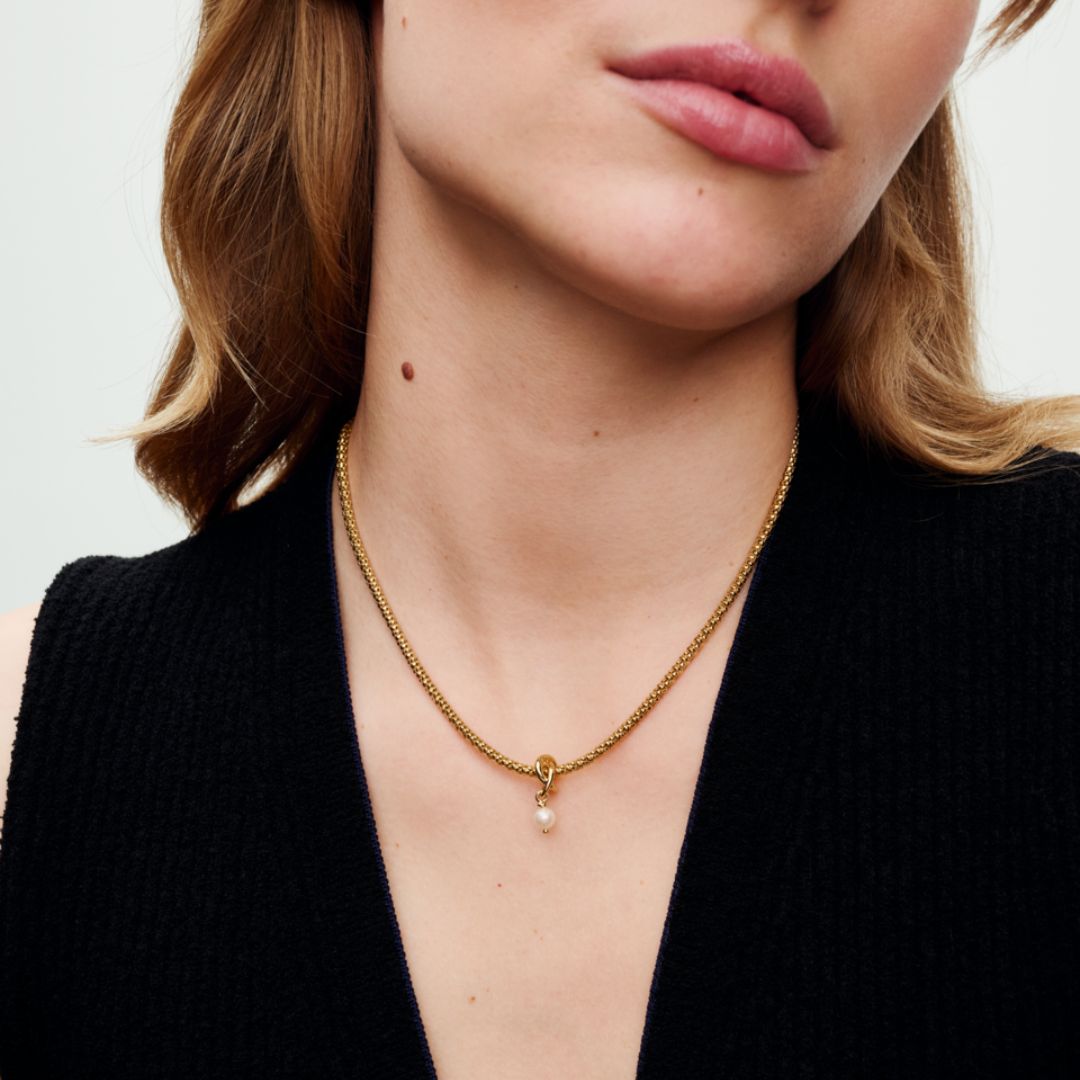 Pandora Moments June Treated Freshwater Cultured Pearl Eternity Circle hela, keltakullattu, 763462C06