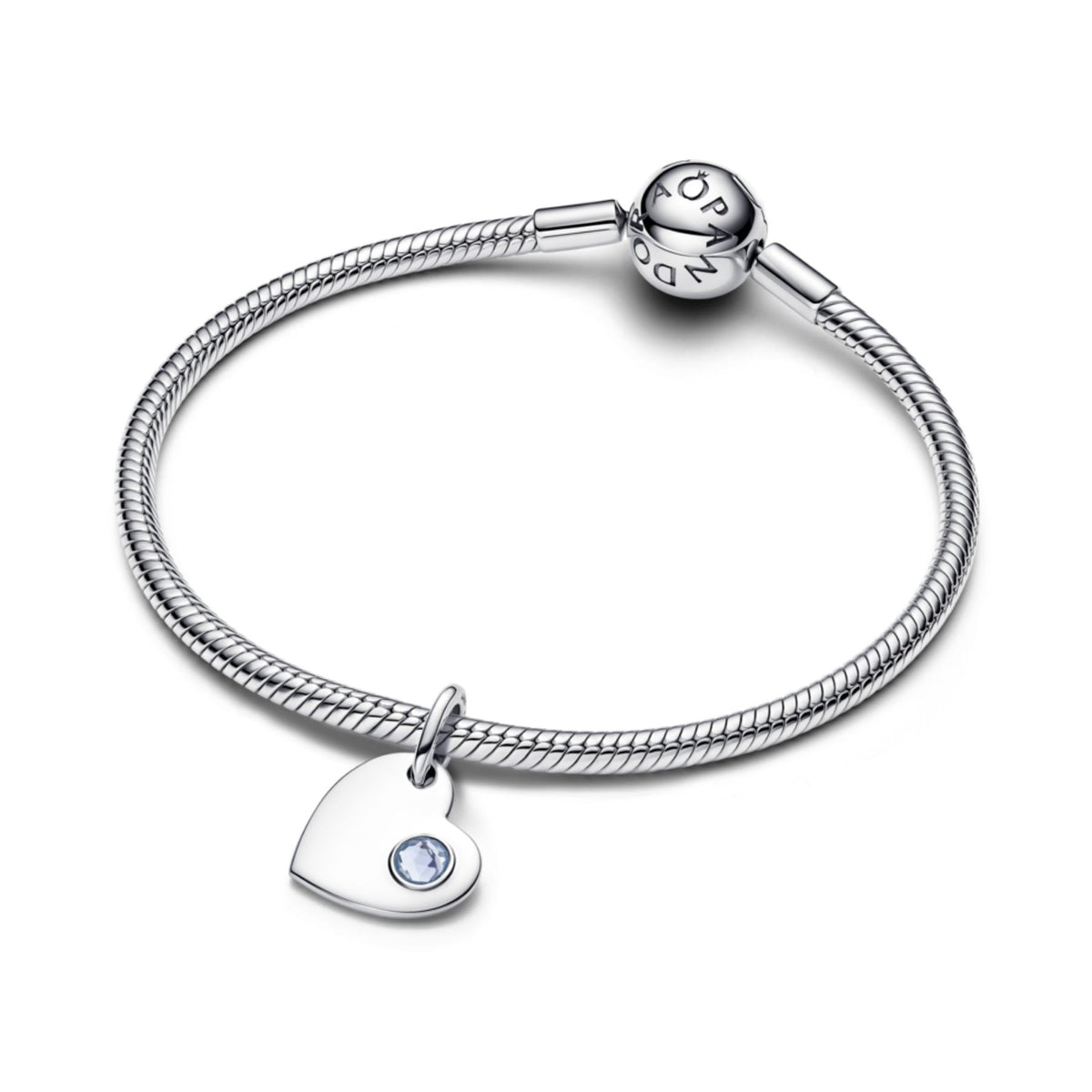 Pandora Moments March Engravable Aqua Blue Stone Heart hela, hopea, 794295C03