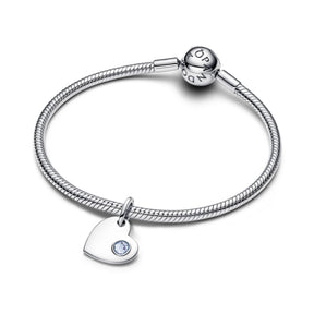 Pandora Moments March Engravable Aqua Blue Stone Heart hela, hopea, 794295C03