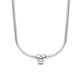 Pandora Moments Moments Heart Clasp Snake Chain kaulakoru, hopea, 393091C00-45