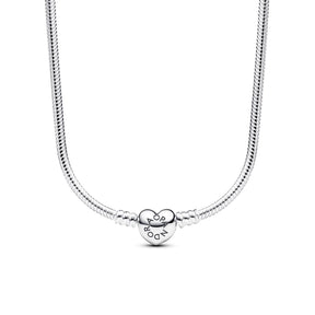 Pandora Moments Moments Heart Clasp Snake Chain kaulakoru, hopea, 393091C00-45