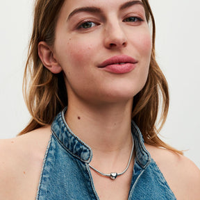 Pandora Moments Moments Heart Clasp Snake Chain kaulakoru, hopea, 393091C00-45