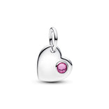 Pandora Moments October Engravable Pink Stone Heart hela, hopea, 794295C10