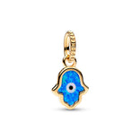 Pandora Moments Opalescent Blue Hamsa Hand hela, keltakullattu, 762699C01
