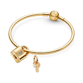 Pandora Moments Padlock & Key hela, keltakullattu, 760088C01