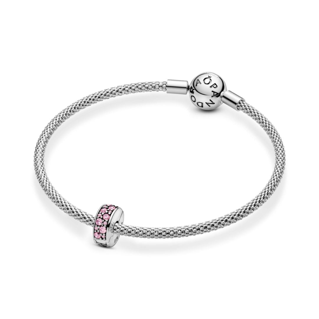 Pandora Moments Pink Pavé lukkopala, hopea, 791817PCZ