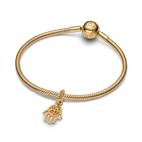 Pandora Moments Protective Hamsa Hand riipus, keltakullattu, 769144C00