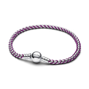 Pandora Moments Purple Cord Box Chain rannekoru, hopeaa, 593816C03