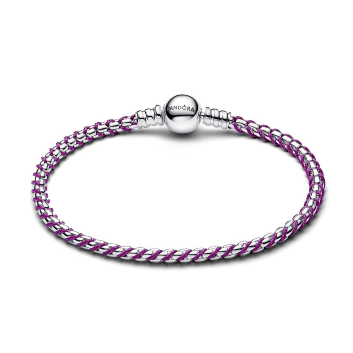 Pandora Moments Purple Cord Box Chain rannekoru, hopeaa, 593816C03