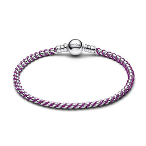 Pandora Moments Purple Cord Box Chain rannekoru, hopeaa, 593816C03