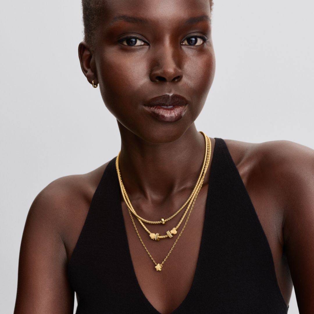 Pandora Moments Ribbed lukkopala, keltakullattu, 764078C01