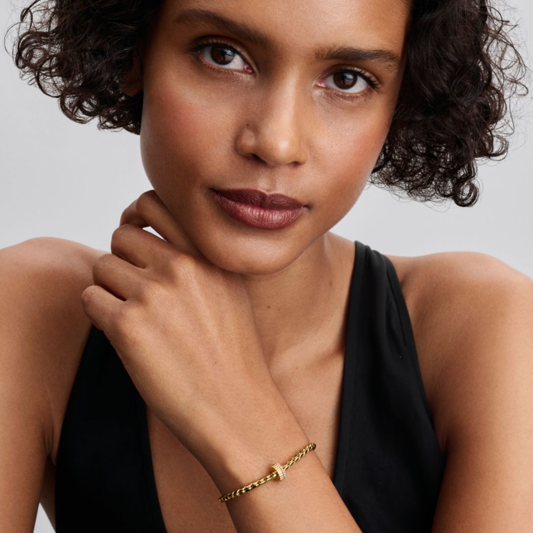 Pandora Moments Ribbed lukkopala, keltakullattu, 764078C01