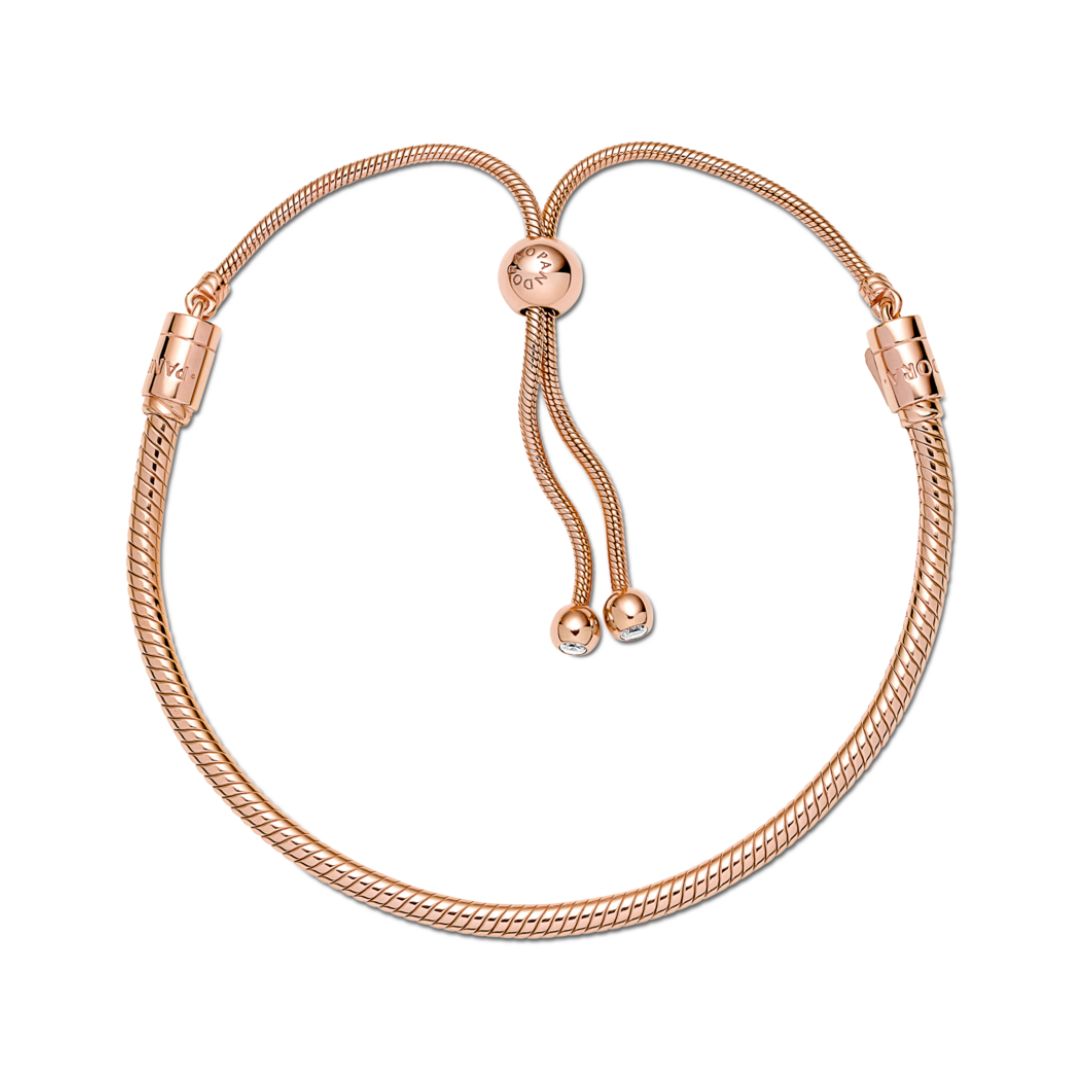 Pandora Moments Snake Chain Slider rannekoru, ruusukullattu, 589652C01-2