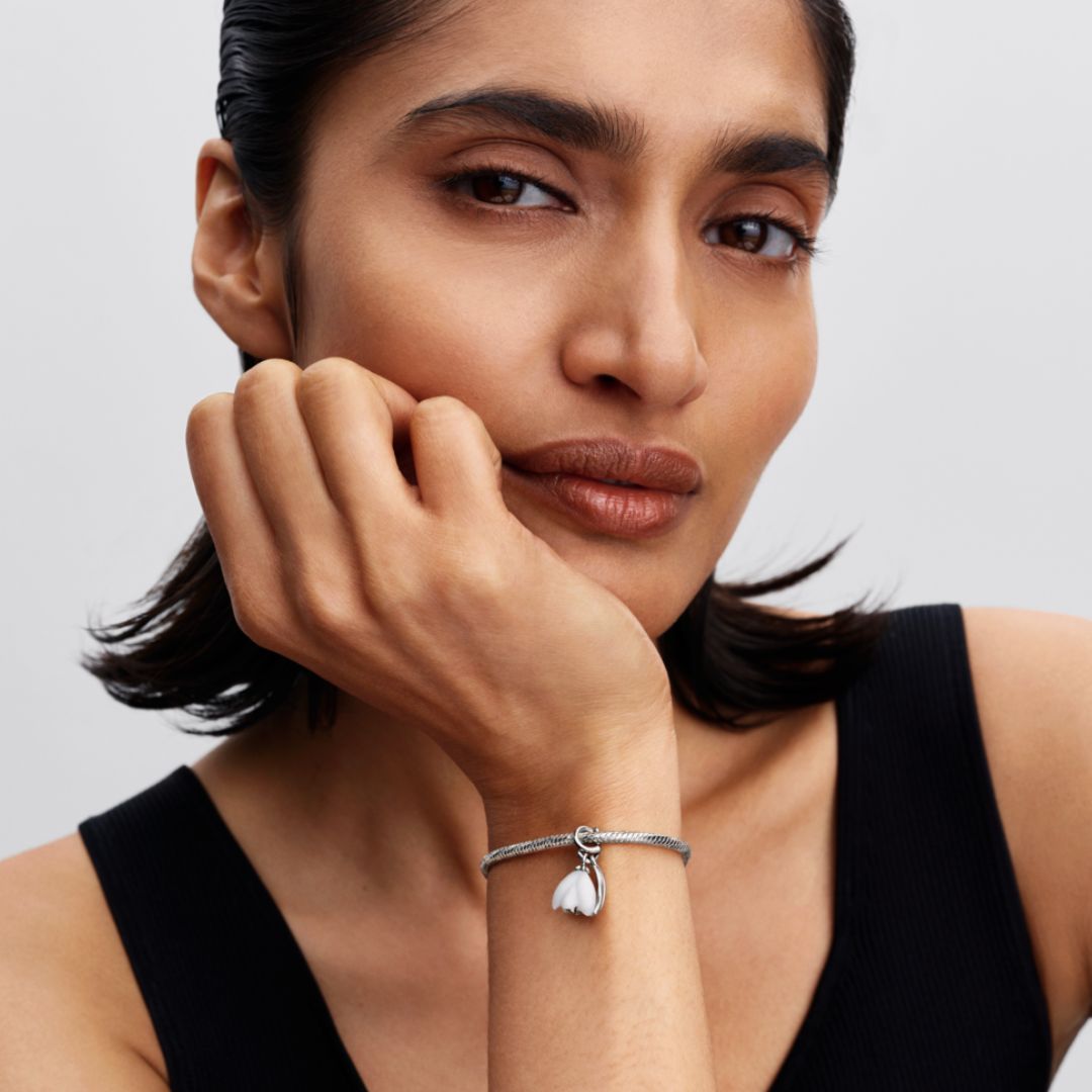 Pandora Moments Snowdrop Flower hela, hopea, 794239C01