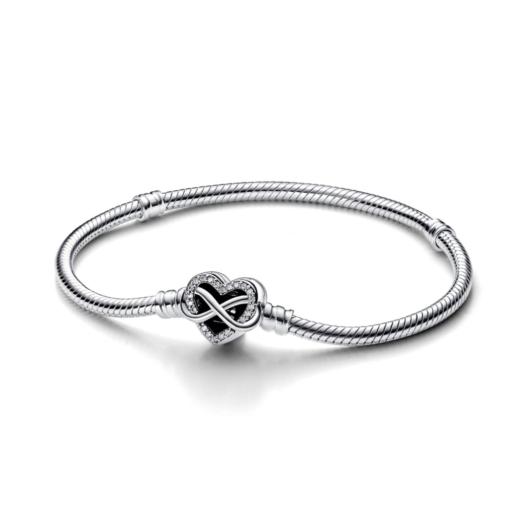 Pandora Moments Sparkling Infinity Heart Clasp Snake Chain rannekoru, hopea, 592645C01