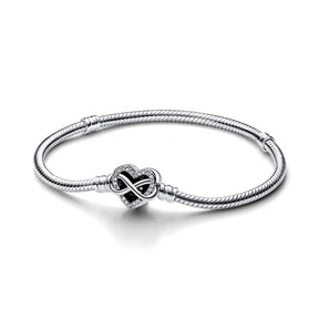 Pandora Moments Sparkling Infinity Heart Clasp Snake Chain rannekoru, hopea, 592645C01