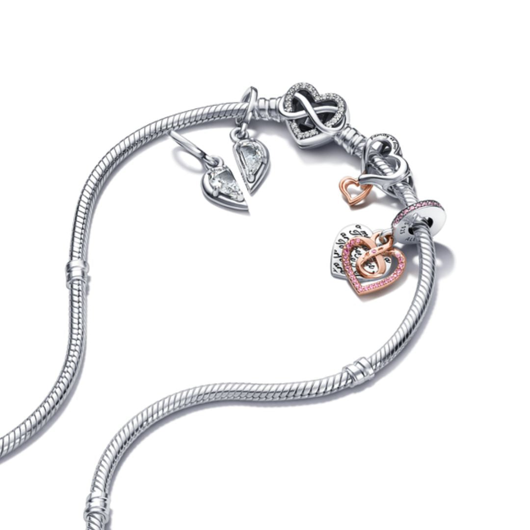 Pandora Moments Sparkling Infinity Heart Clasp Snake Chain rannekoru, hopea, 592645C01