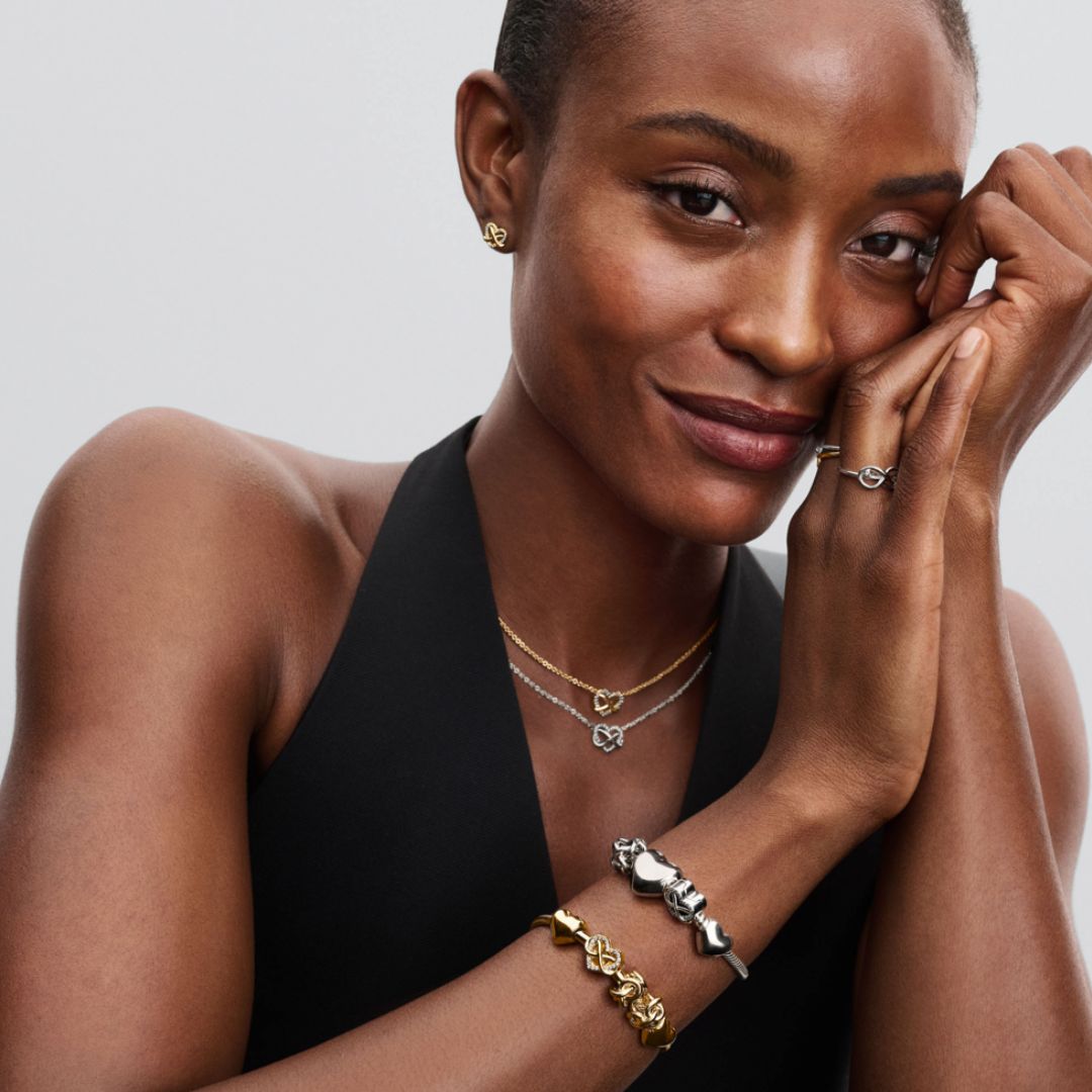 Pandora Moments Sparkling Infinity Heart Clasp Snake Chain rannekoru, keltakullattu, 563758C01