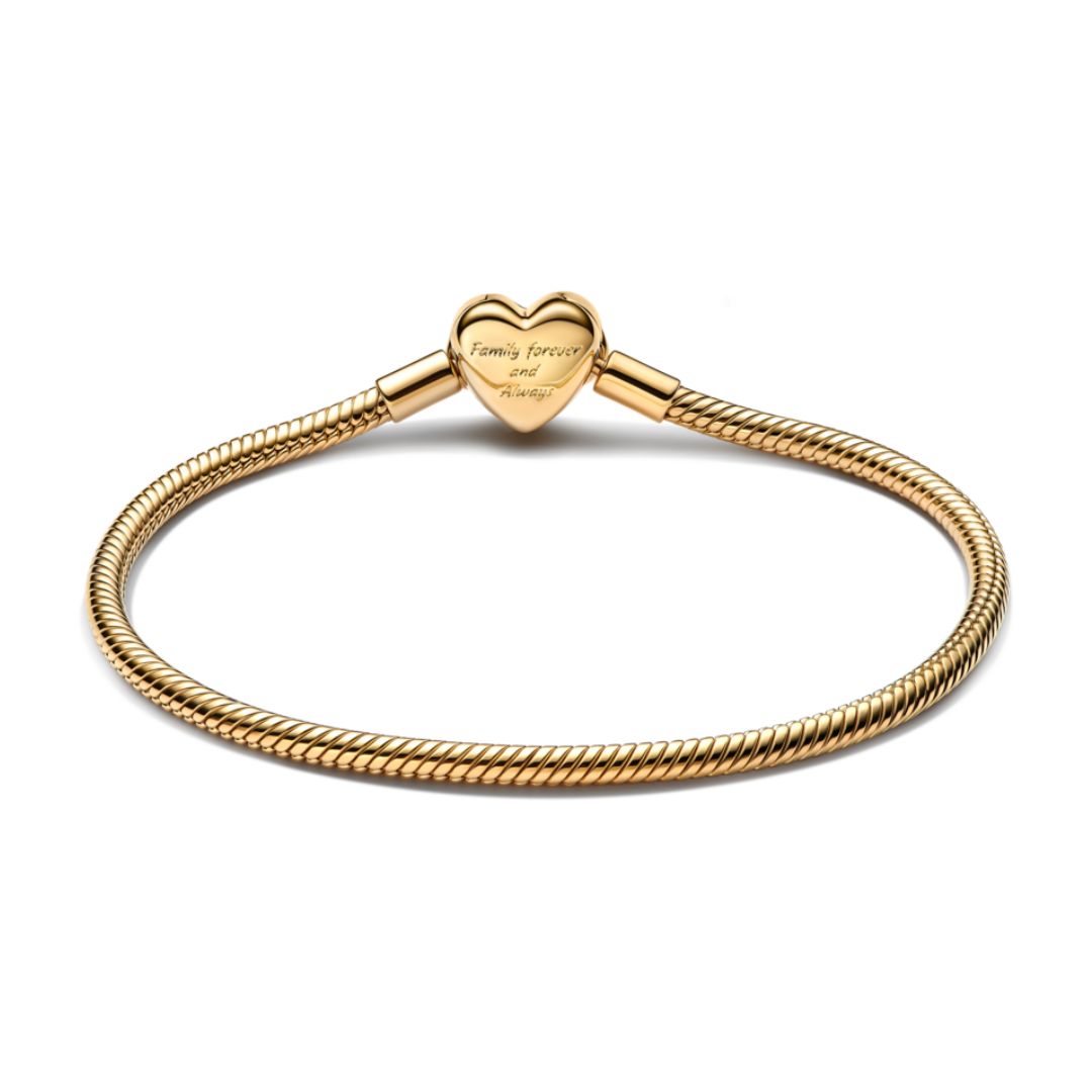 Pandora Moments Sparkling Infinity Heart Clasp Snake Chain rannekoru, keltakullattu, 563758C01