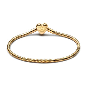 Pandora Moments Sparkling Infinity Heart Clasp Snake Chain rannekoru, keltakullattu, 563758C01