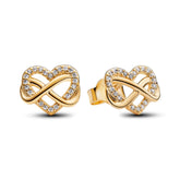 Pandora Moments Sparkling Infinity Heart korvakorut, keltakullattu, 262667C01