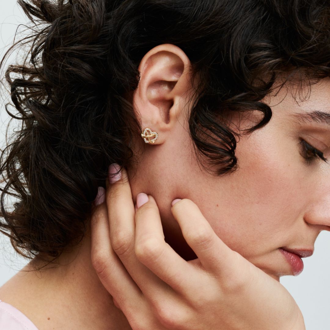 Pandora Moments Sparkling Infinity Heart korvakorut, keltakullattu, 262667C01