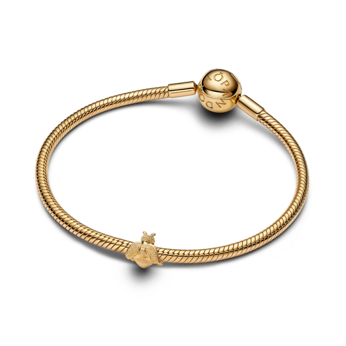 Pandora Moments Textured Bee Mini hela, keltakullattu, 764524C00