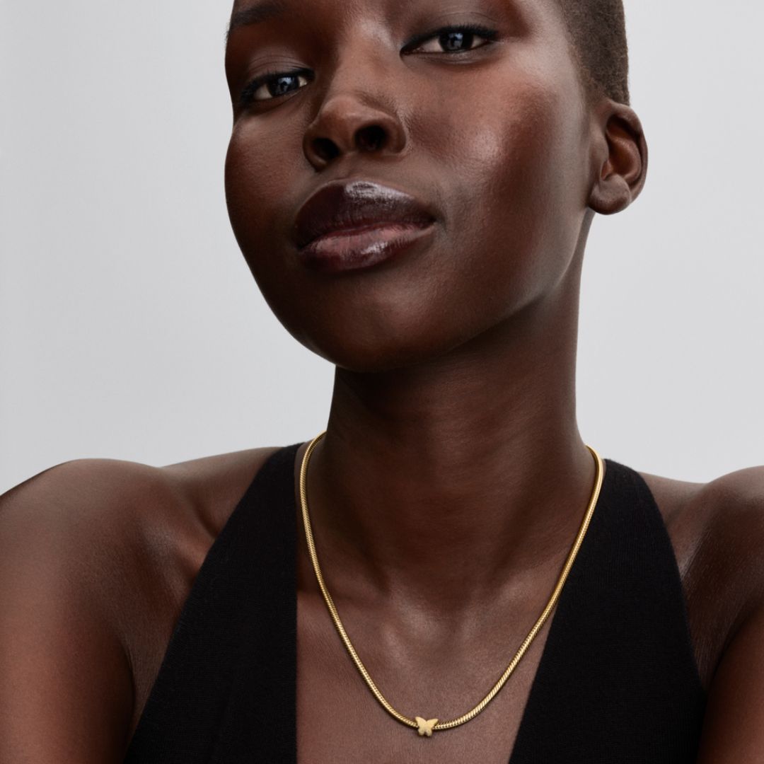 Pandora Moments Textured Butterfly mini hela, keltakullattu, 764046C00