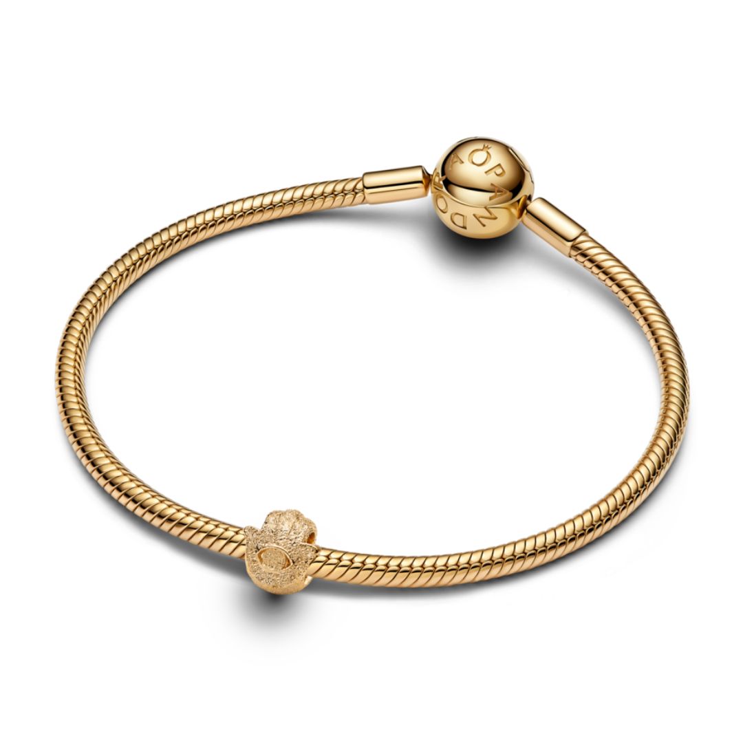 Pandora Moments Textured Hamsa Hand Mini hela, keltakullattu, 764042C00
